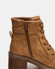 TUFF Taupe Lace-Up Block Heel Women's Ankle Boot | Steve Madden for Sale