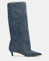 LUCA Denim Fabric Pointed-Toe Cuffed Kitten Heel Women's Boot | Steve Madden near me