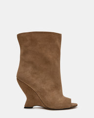 RYLIX Taupe Suede Wedge Peep-Toe Women's Ankle Boot | Steve Madden Sale