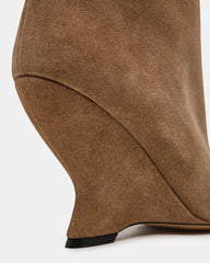 RYLIX Taupe Suede Wedge Peep-Toe Women's Ankle Boot | Steve Madden Sale