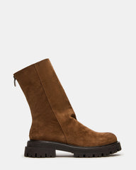 LAMI Dark Taupe Suede Lug Sole Women's Ankle Boot | Steve Madden US