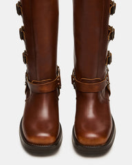 ROCKY Cognac Distressed Wide Calf Knee-High Moto Women's Boot | Steve Madden discount