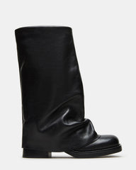 BENTON Black Leather Women's Cuffed Moto Boot | Steve Madden Sale