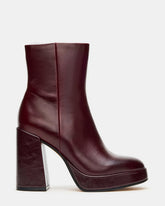 TYRA Burgundy Leather Platform Block Heel Women's Ankle Boot | Steve Madden on Sale