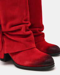 BOZEMAN Red Suede Knee-High Fold-Over Cuffed Women's Boot | Steve Madden discount