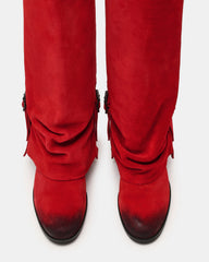 BOZEMAN Red Suede Knee-High Fold-Over Cuffed Women's Boot | Steve Madden discount