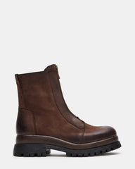 MILTON Brown Leather Moto Women's Ankle Boot | Steve Madden outlet
