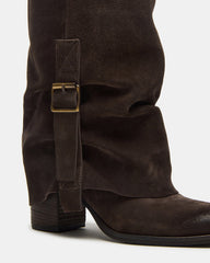 BOZEMAN Dark Taupe Suede Knee-High Fold-Over Cuffed Women's Boot | Steve Madden Sale