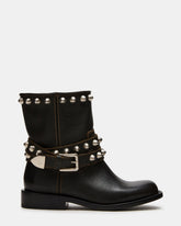 ORBIT Black Distressed Gold Detail Moto Women's Ankle Boot | Steve Madden near me