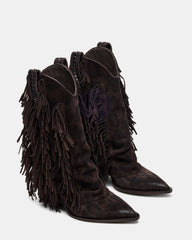 LANDMARK Brown Leopard Cuffed Fringe Western Women's Ankle Boot | Steve Madden outlet