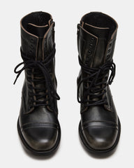 THERON Black Distressed Moto Combat Women's Ankle Boot | Steve Madden for Sale