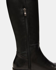 LANCASTER Black Leather Over-the-Knee Round Toe Women's Boots | Steve Madden discount