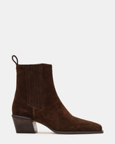 DARSEN Brown Suede Square-Toe Block Heel Women's Ankle Boot | Steve Madden US