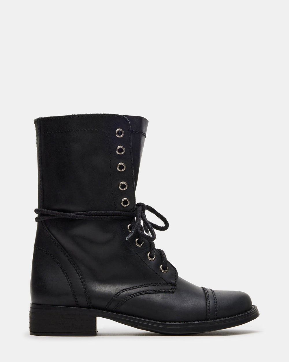 TROOPA3.0 Black Leather Women's Moto Combat Ankle Boot | Steve Madden near me