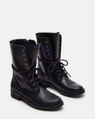 TROOPA3.0 Black Leather Women's Moto Combat Ankle Boot | Steve Madden near me