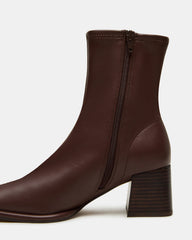 PAMMY Brown Square-Toe Block Heel Women's Ankle Boot | Steve Madden outlet