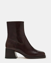LATCHES Brown Leather Square-Toe Block Heel Women's Ankle Boot | Steve Madden near me