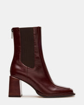 DOWNTOWN Brown Leather Women's Chelsea Block Heel Ankle Boot | Steve Madden discount