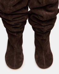 ALLISON Brown Suede Over-The-Knee Heeled Women's Boot | Steve Madden US
