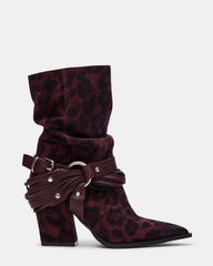 LAUPER Red Leopard Pointed-Toe Heeled Buckle Women's Ankle Boot | Steve Madden on Sale