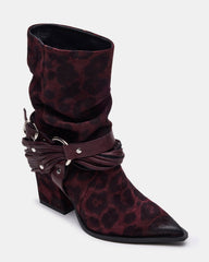 LAUPER Red Leopard Pointed-Toe Heeled Buckle Women's Ankle Boot | Steve Madden on Sale