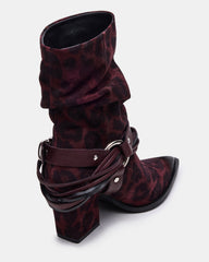 LAUPER Red Leopard Pointed-Toe Heeled Buckle Women's Ankle Boot | Steve Madden on Sale