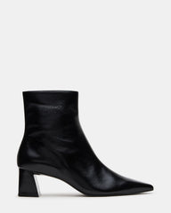 ASHLI Black Leather Pointed-Toe Block Heel Women's Ankle Boot | Steve Madden outlet