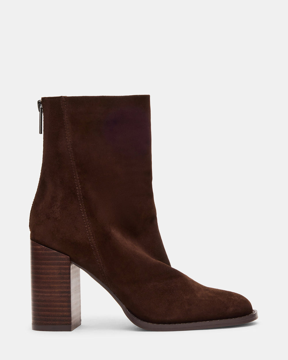 OBSESSION Chocolate Brown Suede Rounded Toe Block Heel Women's Ankle Boot | Steve Madden Sale