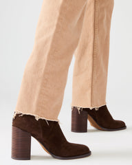 OBSESSION Chocolate Brown Suede Rounded Toe Block Heel Women's Ankle Boot | Steve Madden Sale