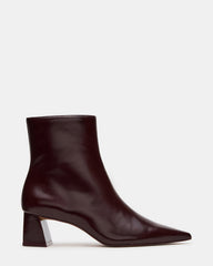 ASHLI Wine Leather Pointed-Toe Block Heel Women's Ankle Boot | Steve Madden on Sale