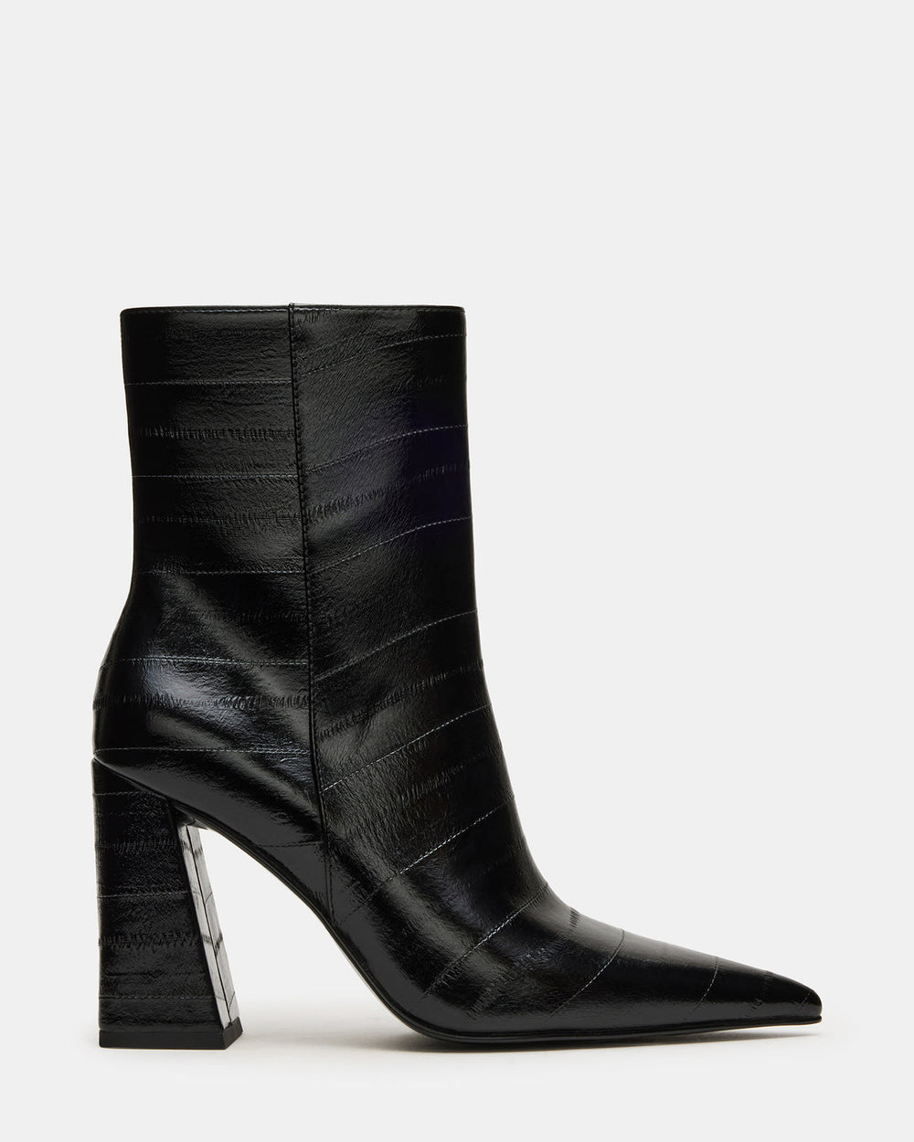 AUDREANA Black Eel Pointed-Toe Block Heel Women's Ankle Boot | Steve Madden Sale