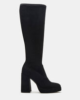 TWAIN Black Wide Calf Knee-High Block Heel Women's Boot | Steve Madden Sale
