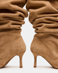ALLISON Taupe Suede Over-The-Knee Heeled Women's Boot | Steve Madden outlet