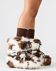 MIRO Brown Multi Faux Fur Chunky Lace-Up Women's Bootie | Steve Madden US