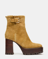 SUMMIT Olive Suede Platform Lug Block Heel Women's Ankle Boot | Steve Madden discount