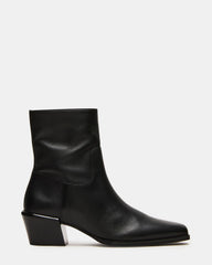 DANEY Black Leather Square-Toe Women's Ankle Boot | Steve Madden on Sale