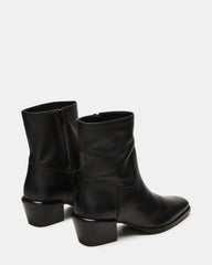 DANEY Black Leather Square-Toe Women's Ankle Boot | Steve Madden on Sale