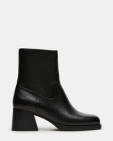 LATCHES Black Leather Square-Toe Block Heel Women's Ankle Boot | Steve Madden online