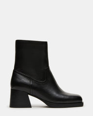 LATCHES Black Leather Square-Toe Block Heel Women's Ankle Boot | Steve Madden online