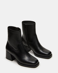 LATCHES Black Leather Square-Toe Block Heel Women's Ankle Boot | Steve Madden online