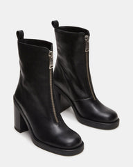 DECLAN Black Leather Block Heeled Ankle Boot | Women's Booties | Steve Madden US