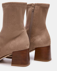 PAMMY Taupe Square-Toe Block Heel Women's Ankle Boot | Steve Madden outlet