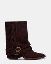 ANSEL Brown Suede Pointed-Toe Fold-Over Cuffed Women's Ankle Boot | Steve Madden Sale