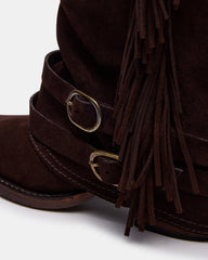 ANSEL Brown Suede Pointed-Toe Fold-Over Cuffed Women's Ankle Boot | Steve Madden Sale