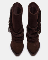 ANSEL Brown Suede Pointed-Toe Fold-Over Cuffed Women's Ankle Boot | Steve Madden Sale