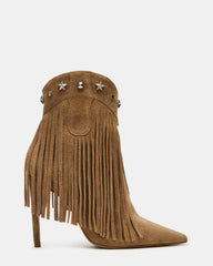 FALTER Chestnut Suede Pointed-Toe Fringe Western Women's Ankle Boot | Steve Madden near me