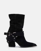 LAUPER Black Pointed-Toe Heeled Buckle Women's Ankle Boot | Steve Madden outlet