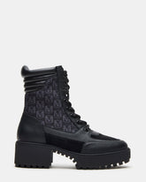 HIKER Black Multi Platform Lug Lace-Up Women's Anke Boot | Steve Madden Sale