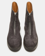 JONES Grey Suede Zipper Lug Women's Ankle Boot | Steve Madden outlet
