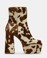 TRILLION Brown Cow Print Platform Square-Toe Block Heel Women's Ankle Boot | Steve Madden discount